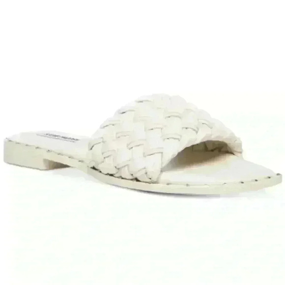 Steve Madden square toe WOMEN'S SANTINA WOVEN slip on SLIDE SANDALS size 6.5 - Picture 1 of 5
